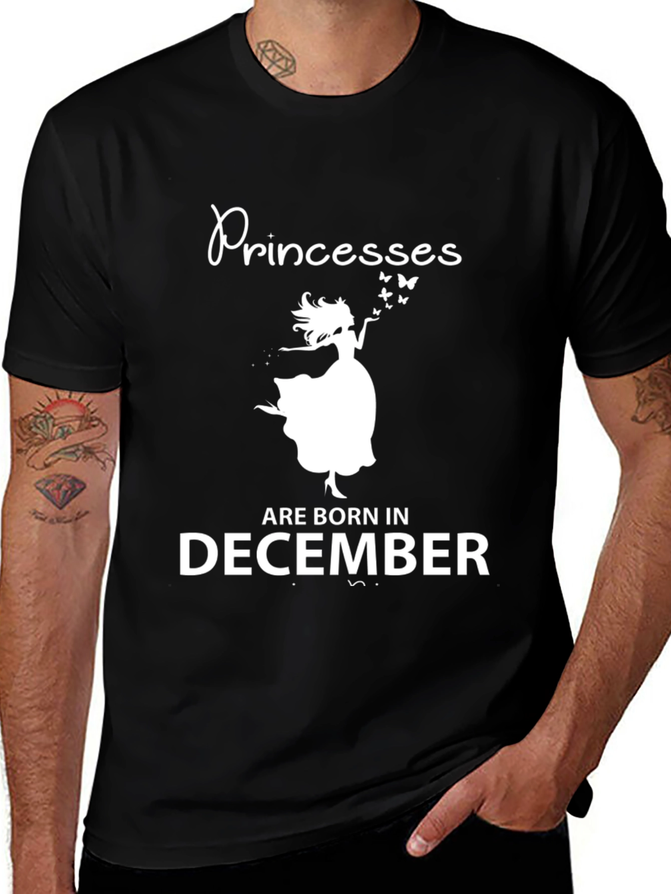 Princesses Born in December Black T-Shirt