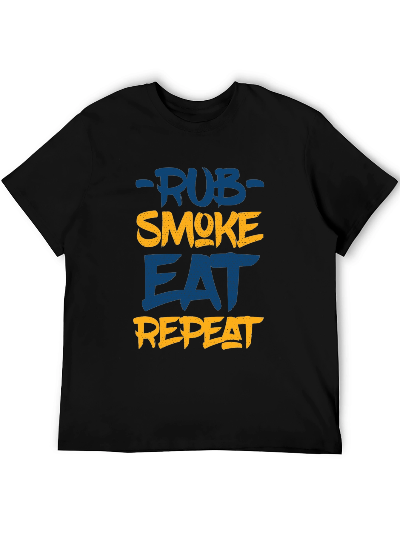 Rub Smoke Eat Repeat Mens Black T-Shirt