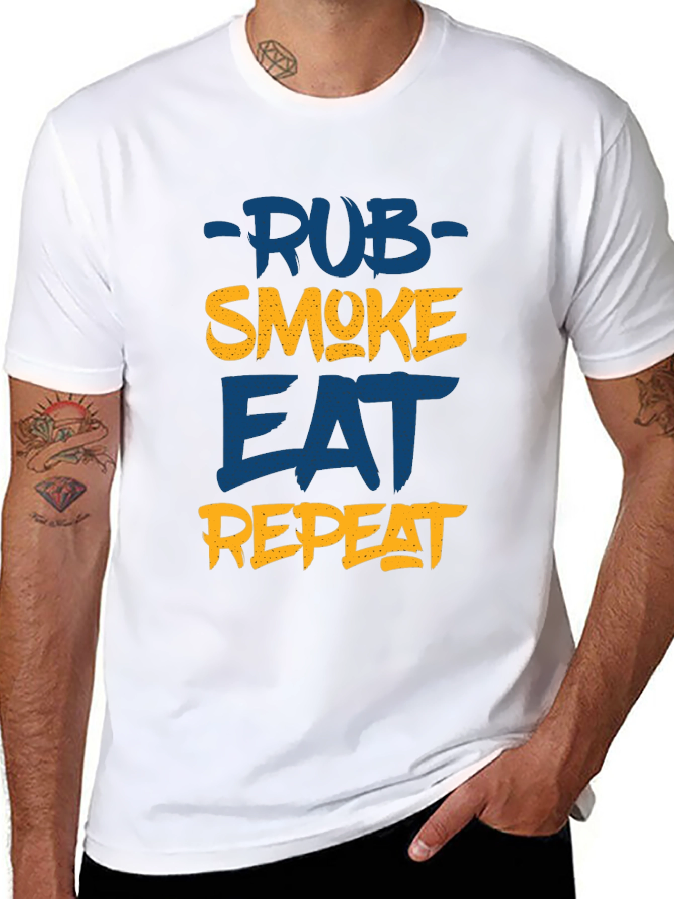Rub Smoke Eat Repeat Mens Black T-Shirt