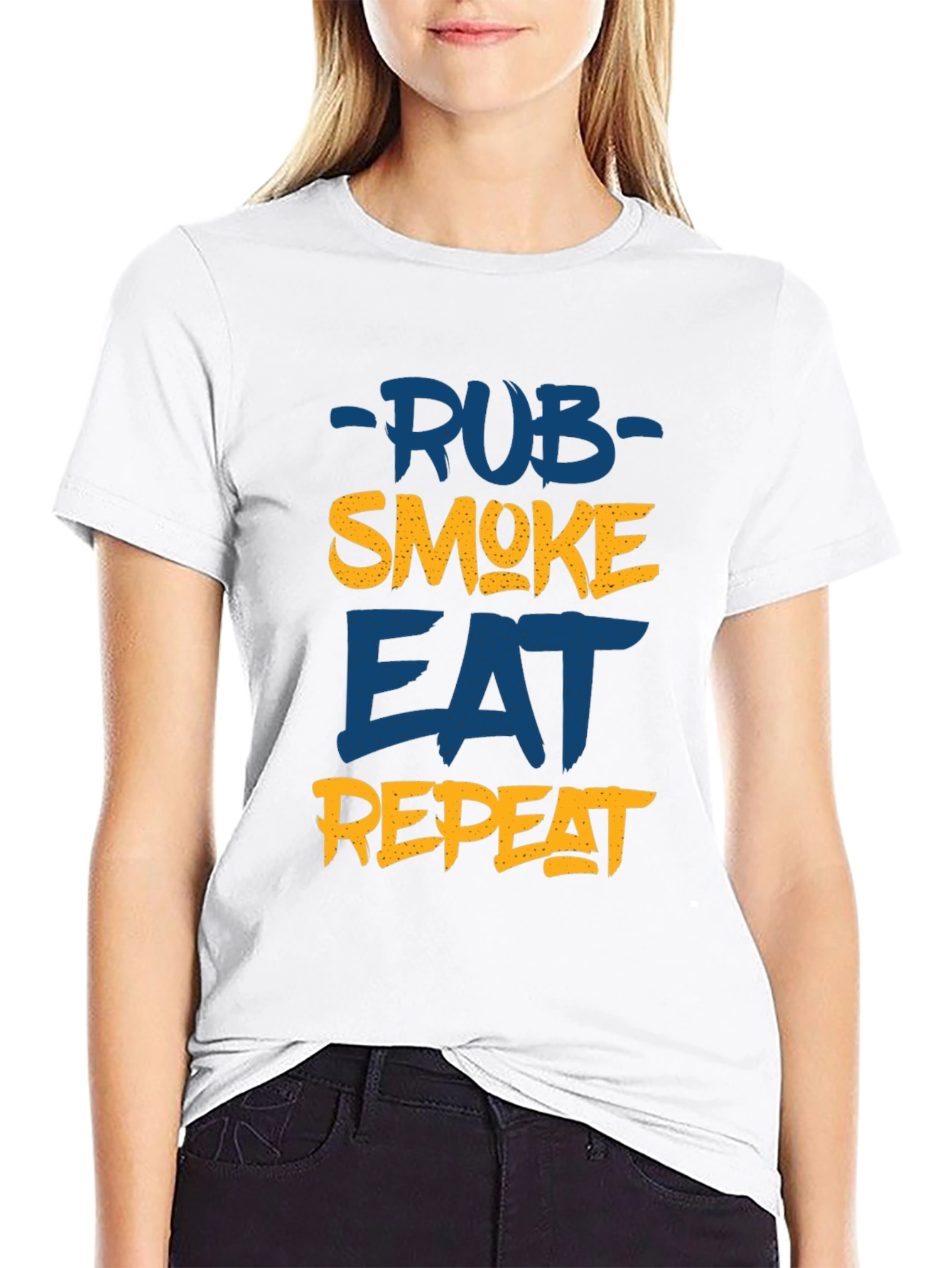 Rub Smoke Eat Repeat Mens Black T-Shirt