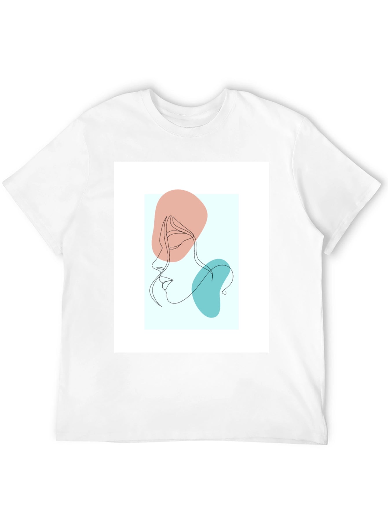 Abstract Face Line Art Black T-Shirt