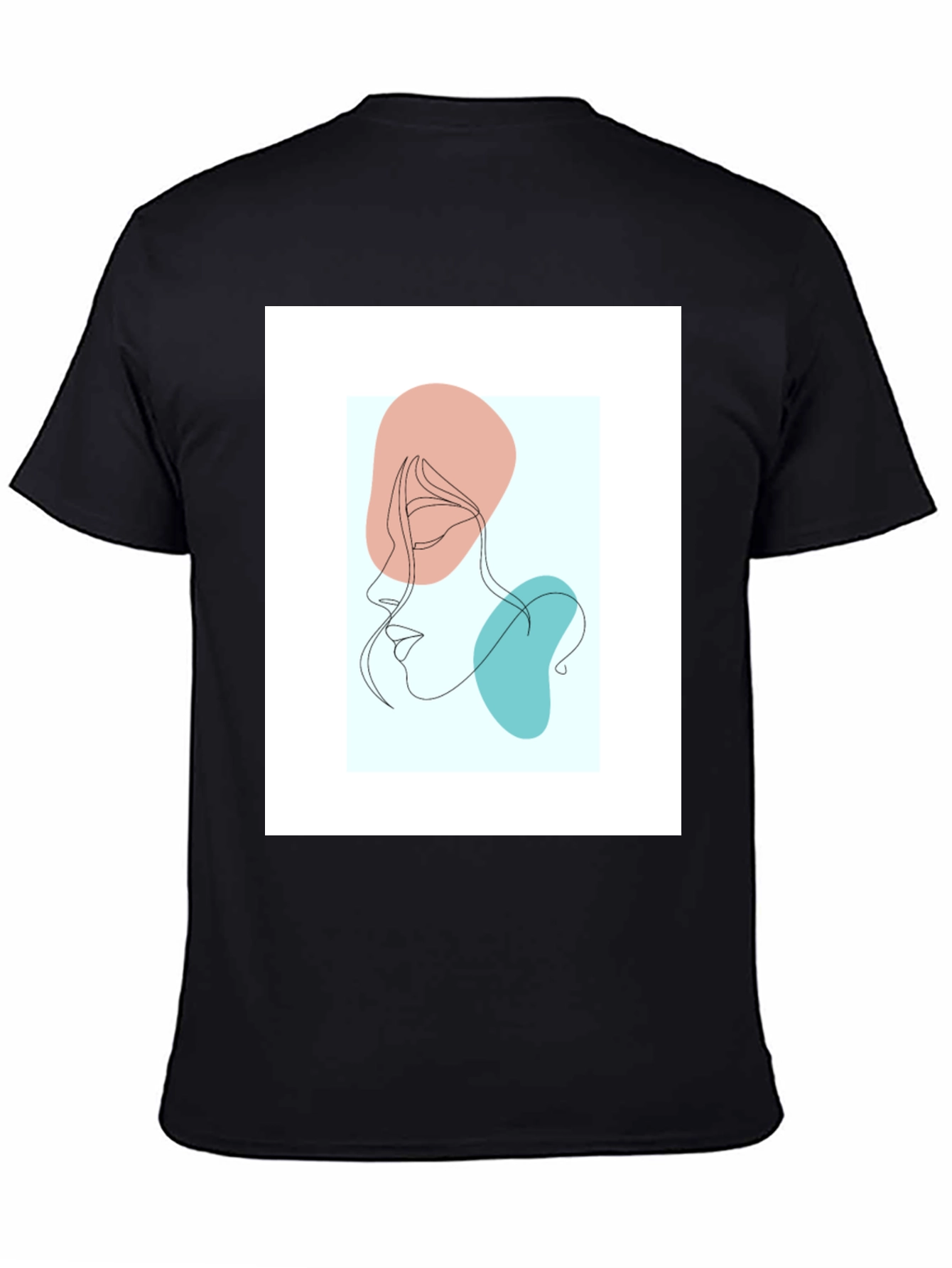 Abstract Face Line Art Black T-Shirt