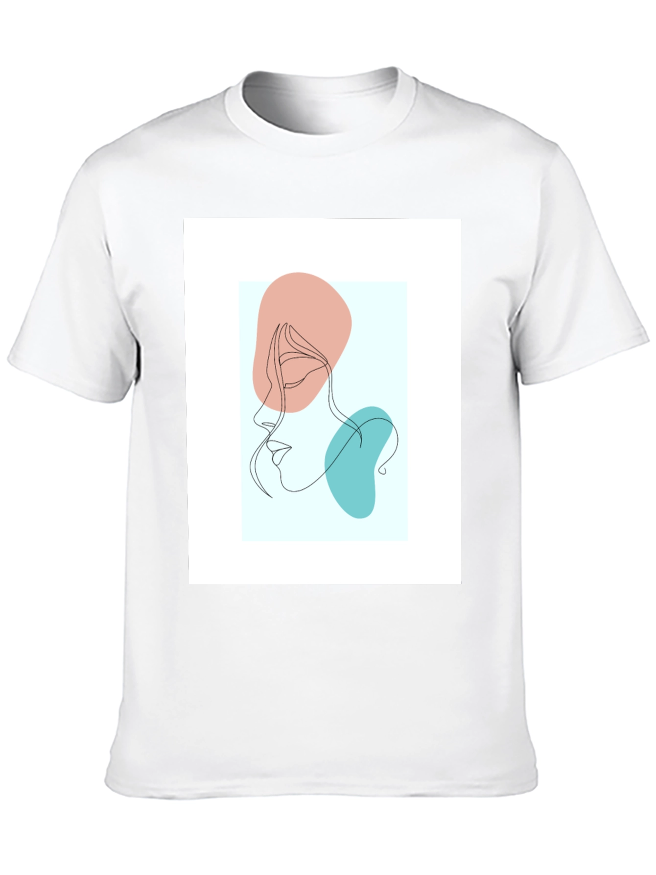 Abstract Face Line Art Black T-Shirt