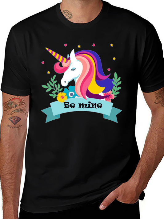 Unicorn Valentines Day Graphic Tee - Be Mine Shirt