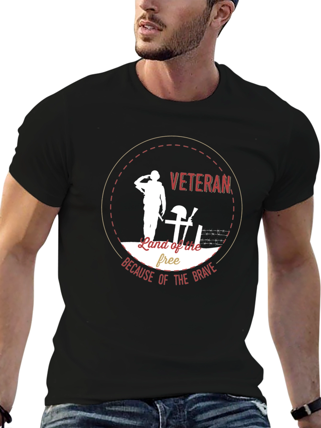 Veteran Land of the Free Graphic T-Shirt