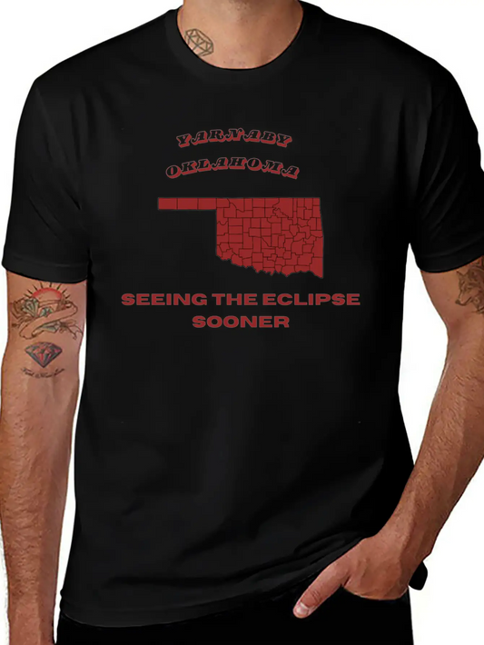 Yarnaby Oklahoma Solar Eclipse Lightweight Cotton T-Shirt – Daily Comfort Graphic Shirt