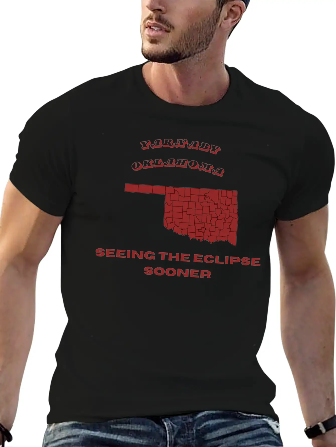 Yarnaby Oklahoma Solar Eclipse Lightweight Cotton T-Shirt – Daily Comfort Graphic Shirt