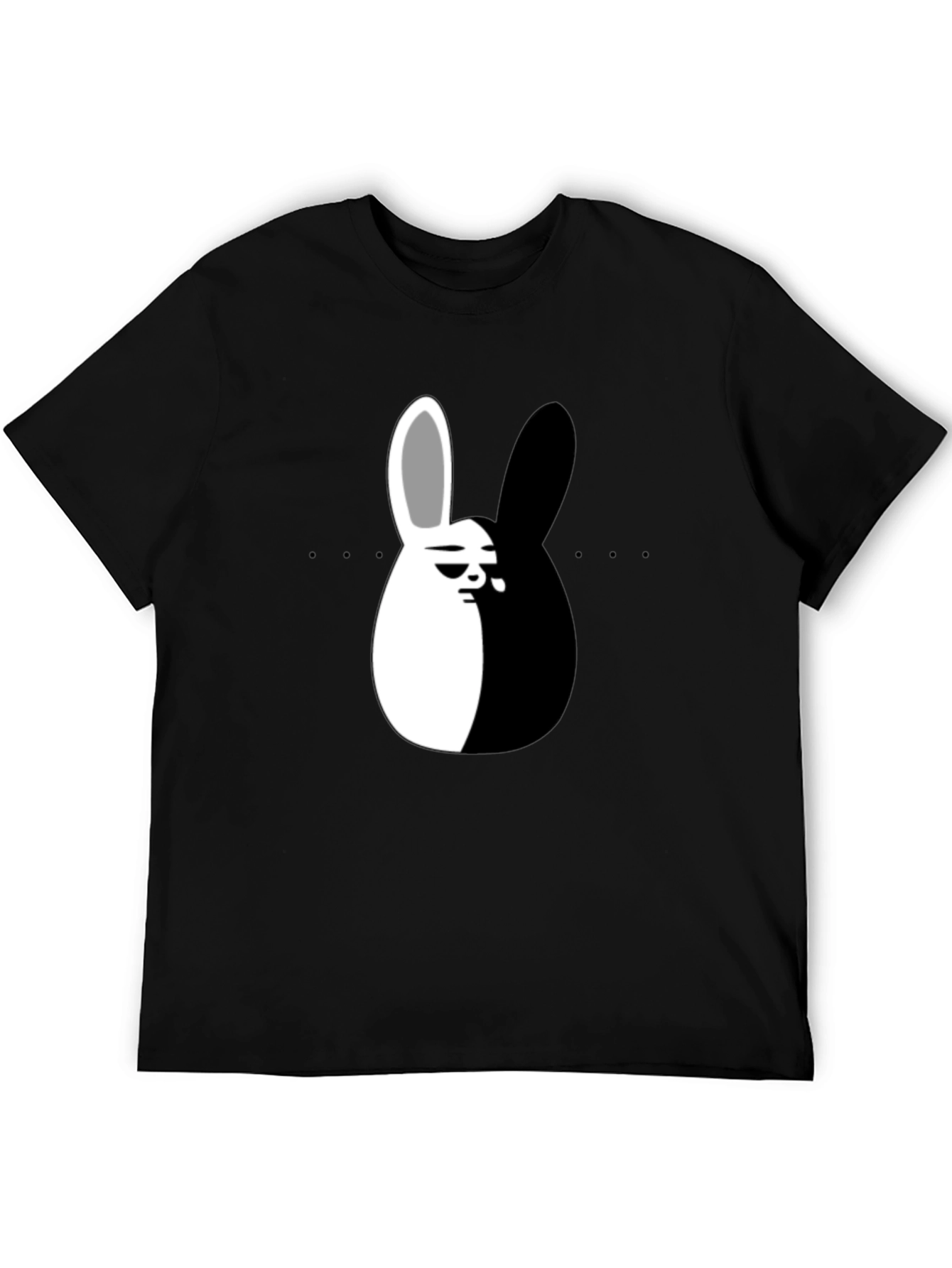Yin Yang Rabbit Graphic T-Shirt - Black Casual Tee
