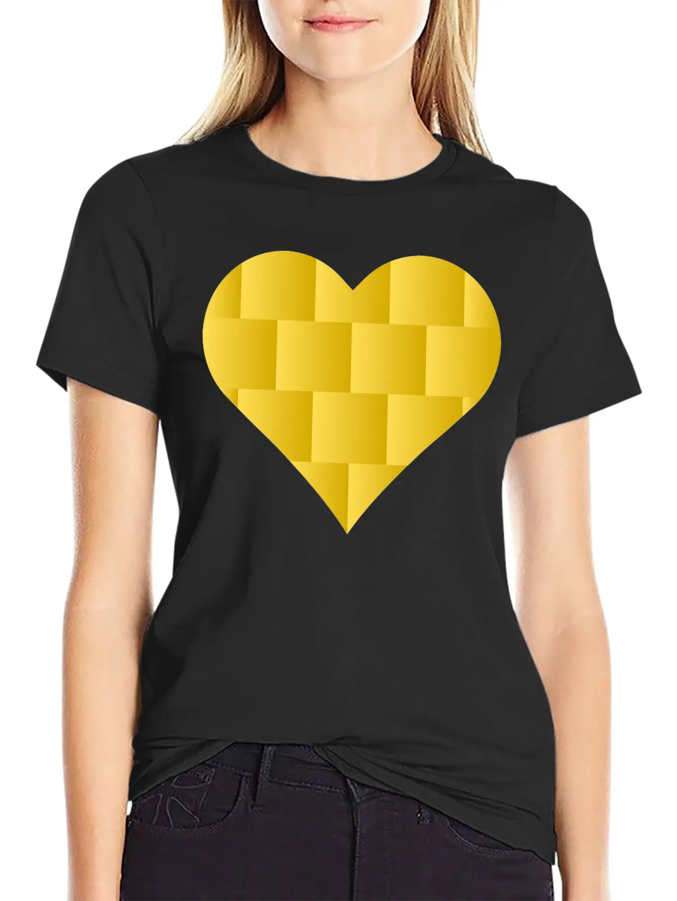 Yellow Cute Heart Icon Basic Graphic T-Shirt – Daily Comfort In Soft Cotton