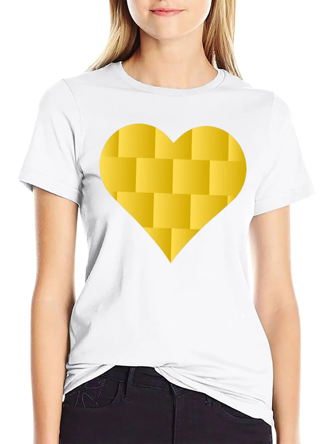 Yellow Cute Heart Icon Basic Graphic T-Shirt – Daily Comfort In Soft Cotton