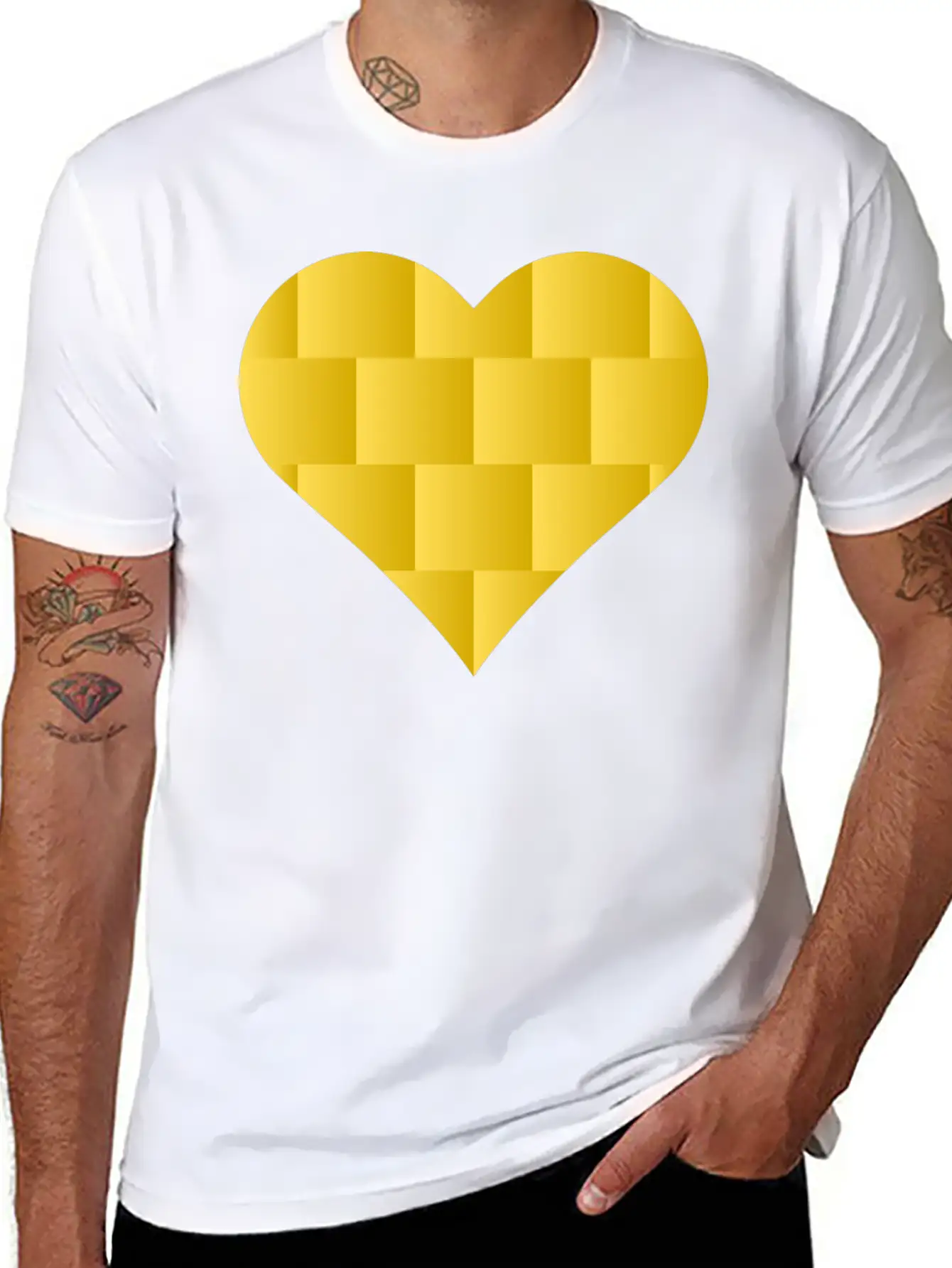 Yellow Cute Heart Icon Basic Graphic T-Shirt – Daily Comfort In Soft Cotton
