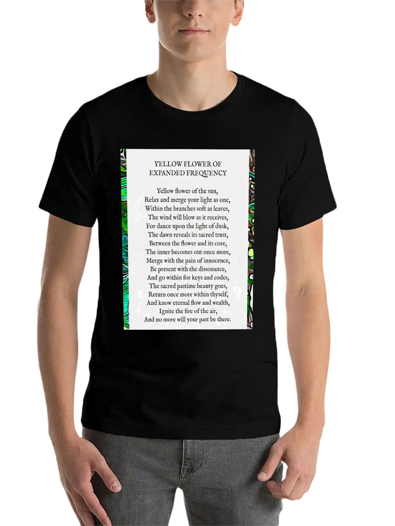 Yellow Flower Of Expanded Frequency Poem Relaxed Everyday Tee – Lightweight And Durable Cotton
