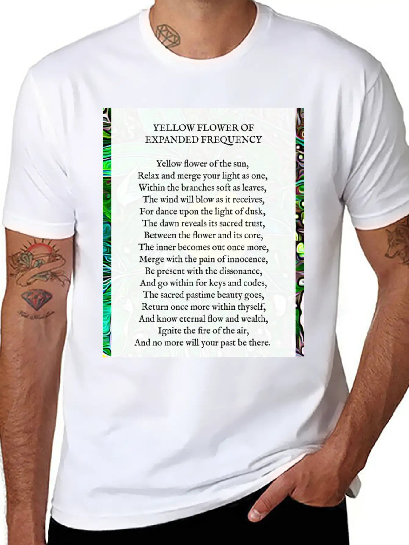 Yellow Flower Of Expanded Frequency Poem Relaxed Everyday Tee – Lightweight And Durable Cotton