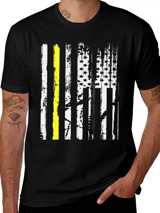 Yellow Line Towing American Flag Tow Truck Driver Basic Graphic T-Shirt – Daily Comfort In Soft Cotton