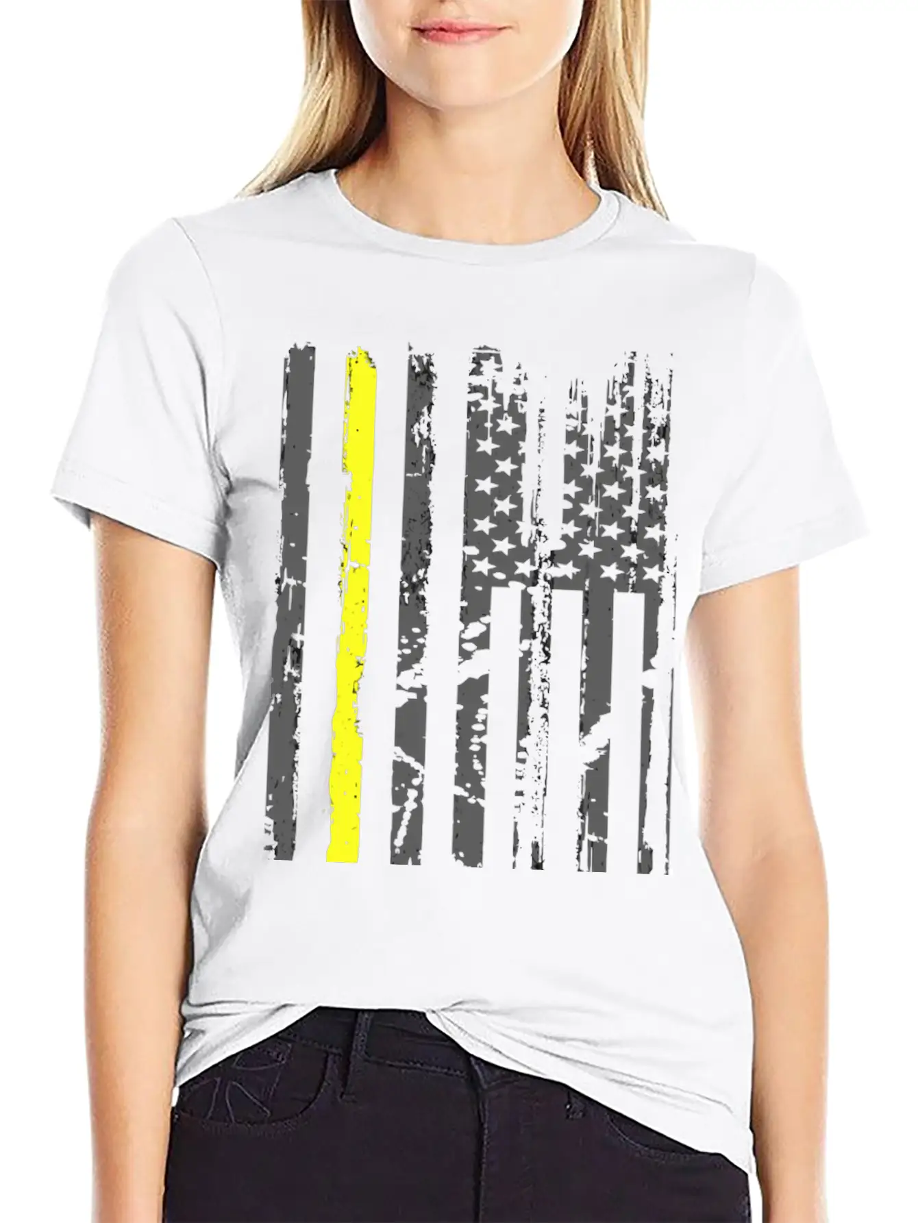 Yellow Line Towing American Flag Tow Truck Driver Basic Graphic T-Shirt – Daily Comfort In Soft Cotton