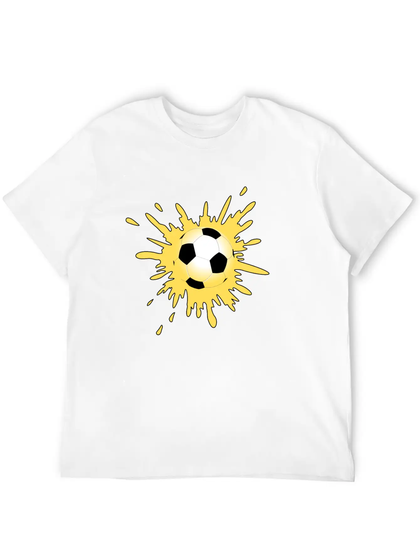 Yellow Paint Splatter Soccer Ball Lightweight Cotton T-Shirt – Daily Comfort Graphic Shirt