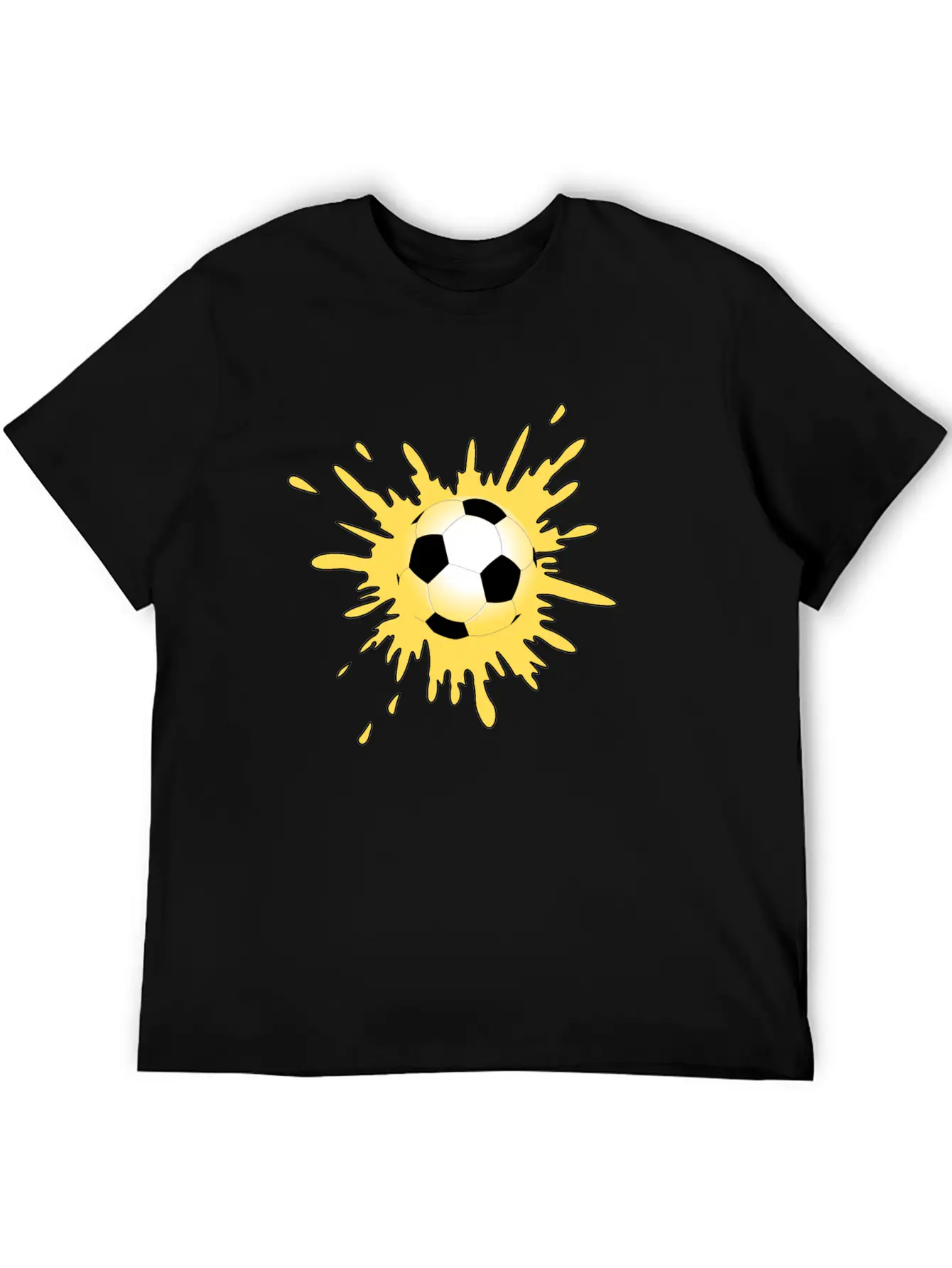 Yellow Paint Splatter Soccer Ball Lightweight Cotton T-Shirt – Daily Comfort Graphic Shirt