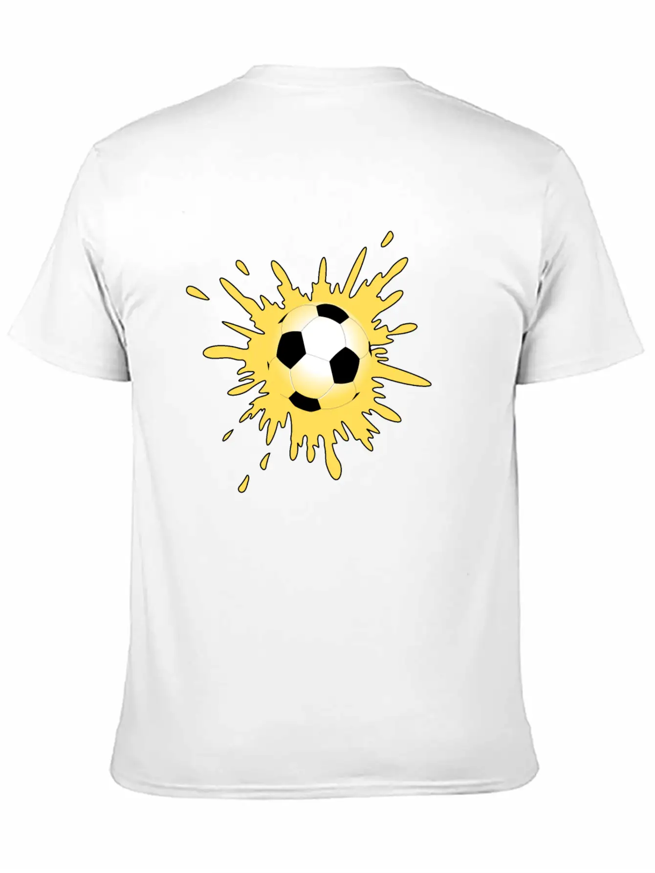 Yellow Paint Splatter Soccer Ball Lightweight Cotton T-Shirt – Daily Comfort Graphic Shirt