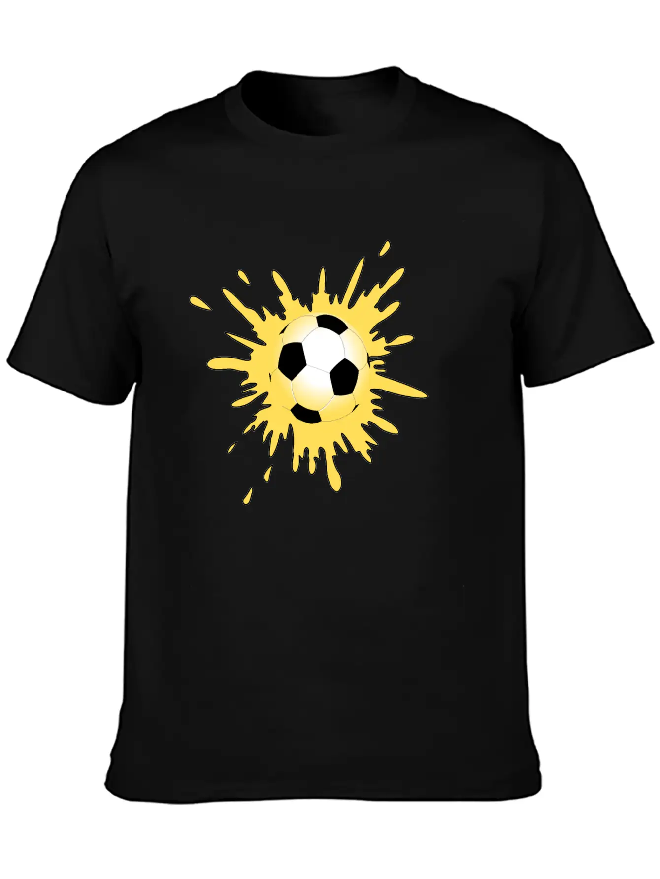 Yellow Paint Splatter Soccer Ball Lightweight Cotton T-Shirt – Daily Comfort Graphic Shirt