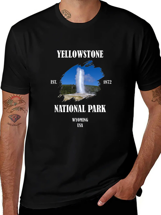 Yellowstone National Park Wyoming USA Geyser Bison Unisex Casual T-Shirt ��� Clean Design For Daily Comfort