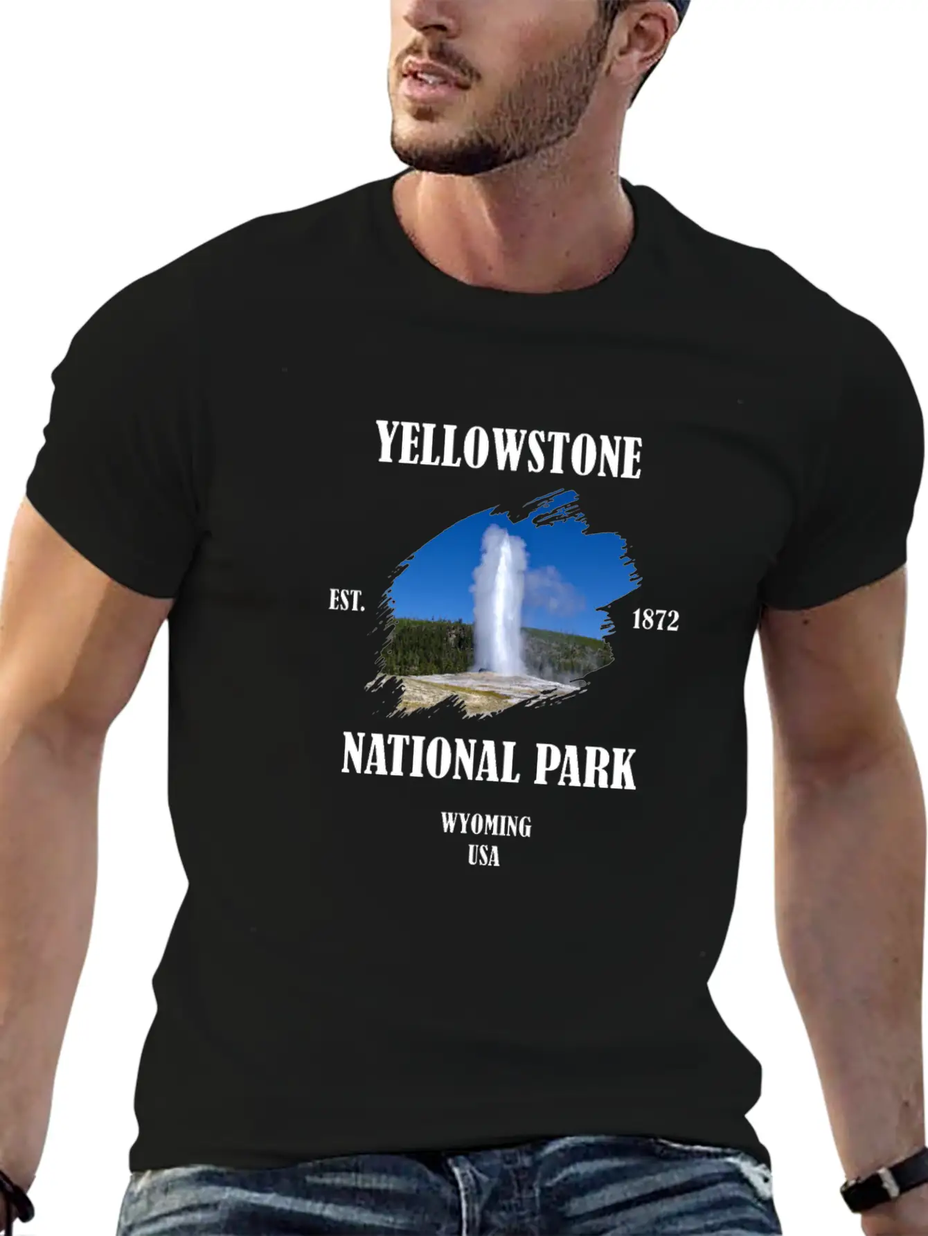 Yellowstone National Park Wyoming USA Geyser Bison Unisex Casual T-Shirt ��� Clean Design For Daily Comfort