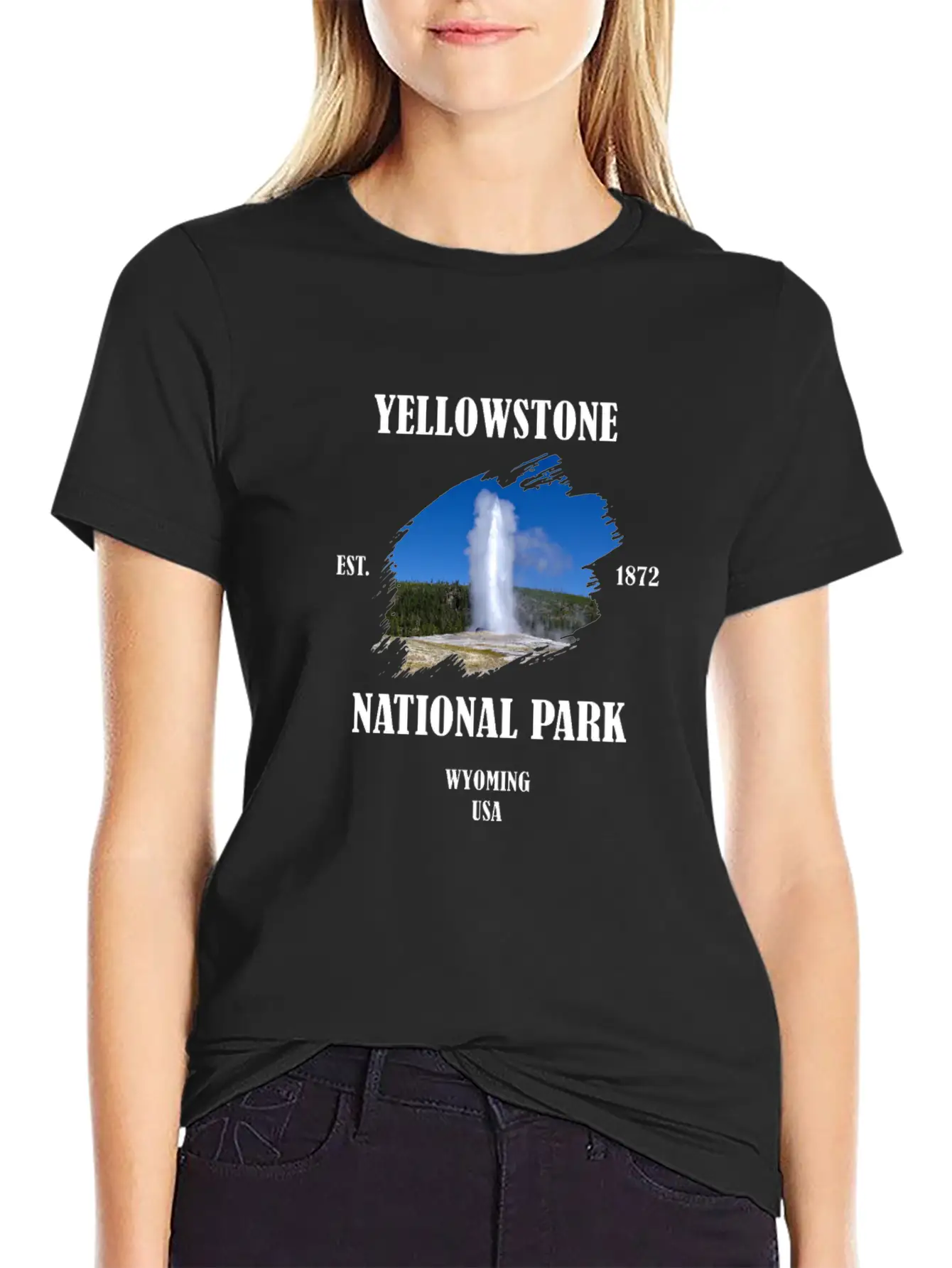 Yellowstone National Park Wyoming USA Geyser Bison Unisex Casual T-Shirt ��� Clean Design For Daily Comfort