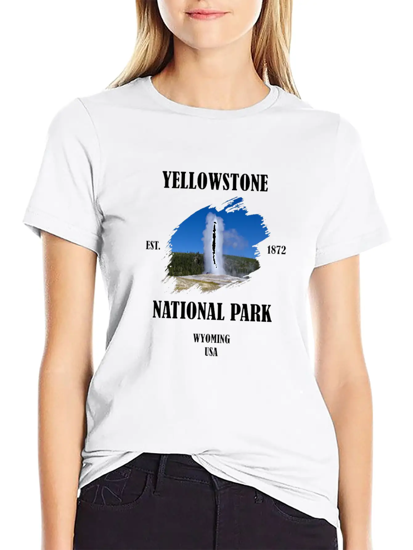 Yellowstone National Park Wyoming USA Geyser Bison Unisex Casual T-Shirt ��� Clean Design For Daily Comfort
