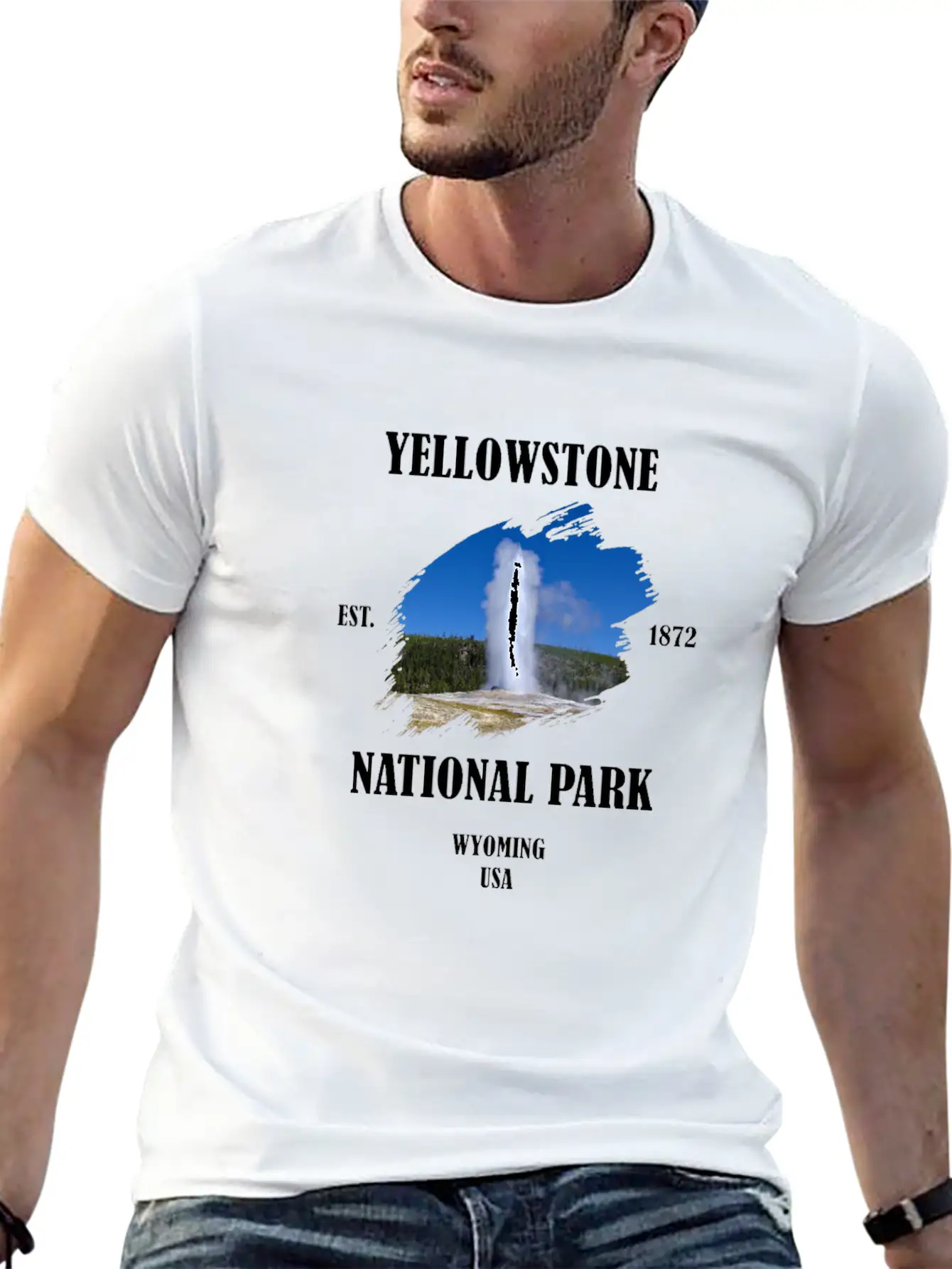 Yellowstone National Park Wyoming USA Geyser Bison Unisex Casual T-Shirt ��� Clean Design For Daily Comfort