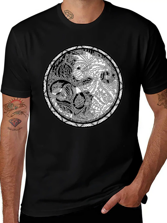 Yin Yang Cats Paisley Print T Shirt Essential Cotton Tee For Daily Outfits – Unisex Style