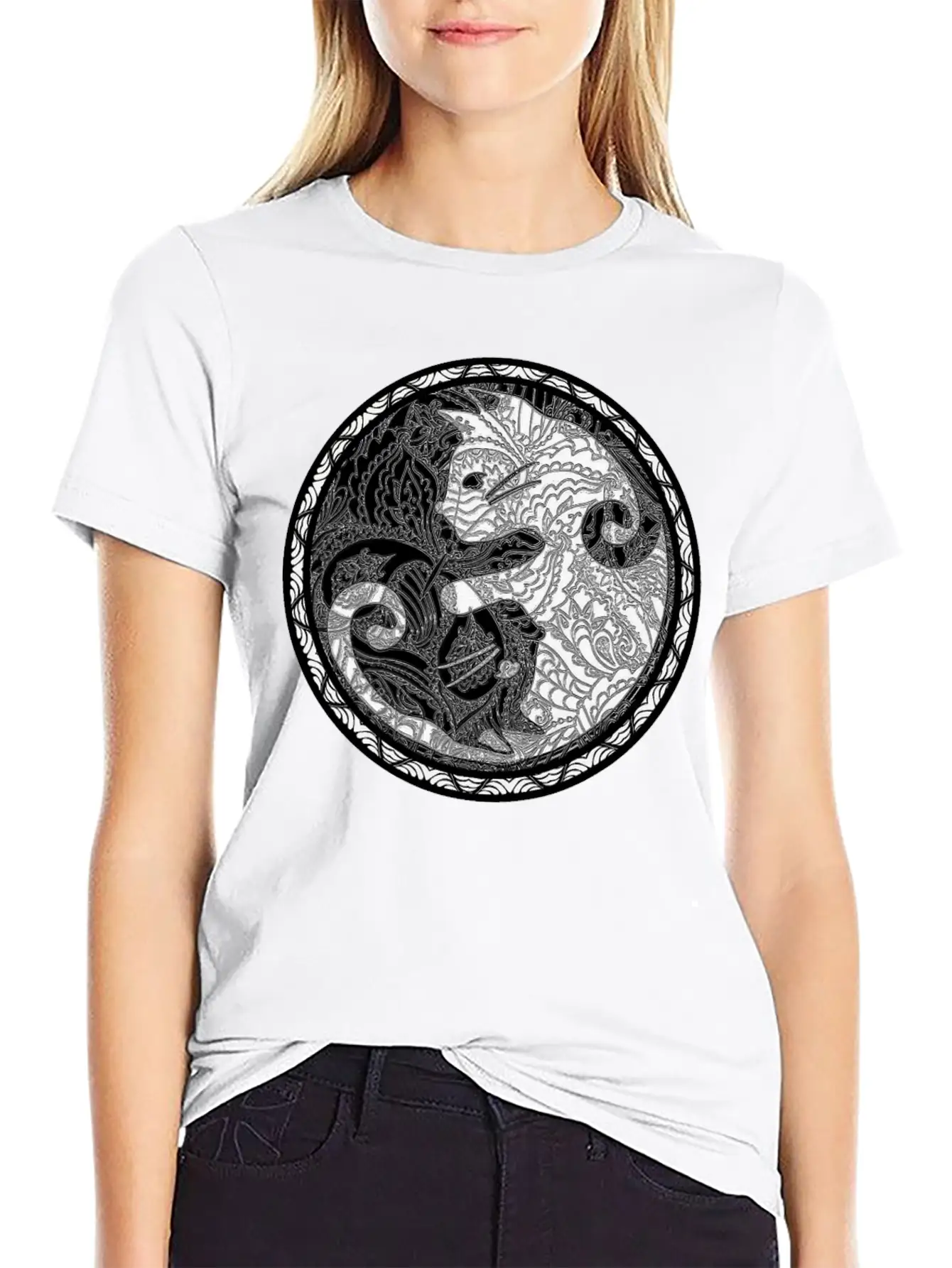 Yin Yang Cats Paisley Print T Shirt Essential Cotton Tee For Daily Outfits – Unisex Style