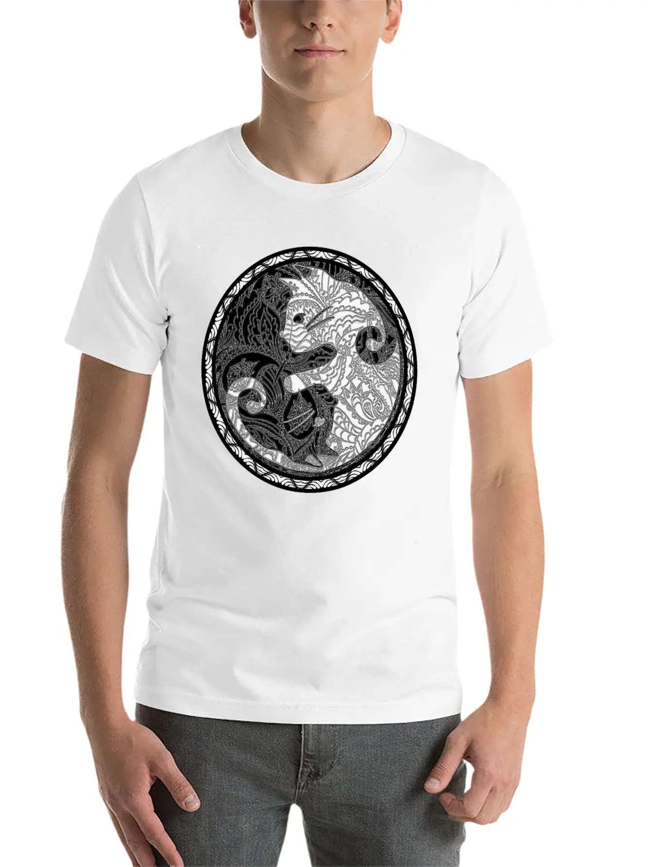 Yin Yang Cats Paisley Print T Shirt Essential Cotton Tee For Daily Outfits – Unisex Style