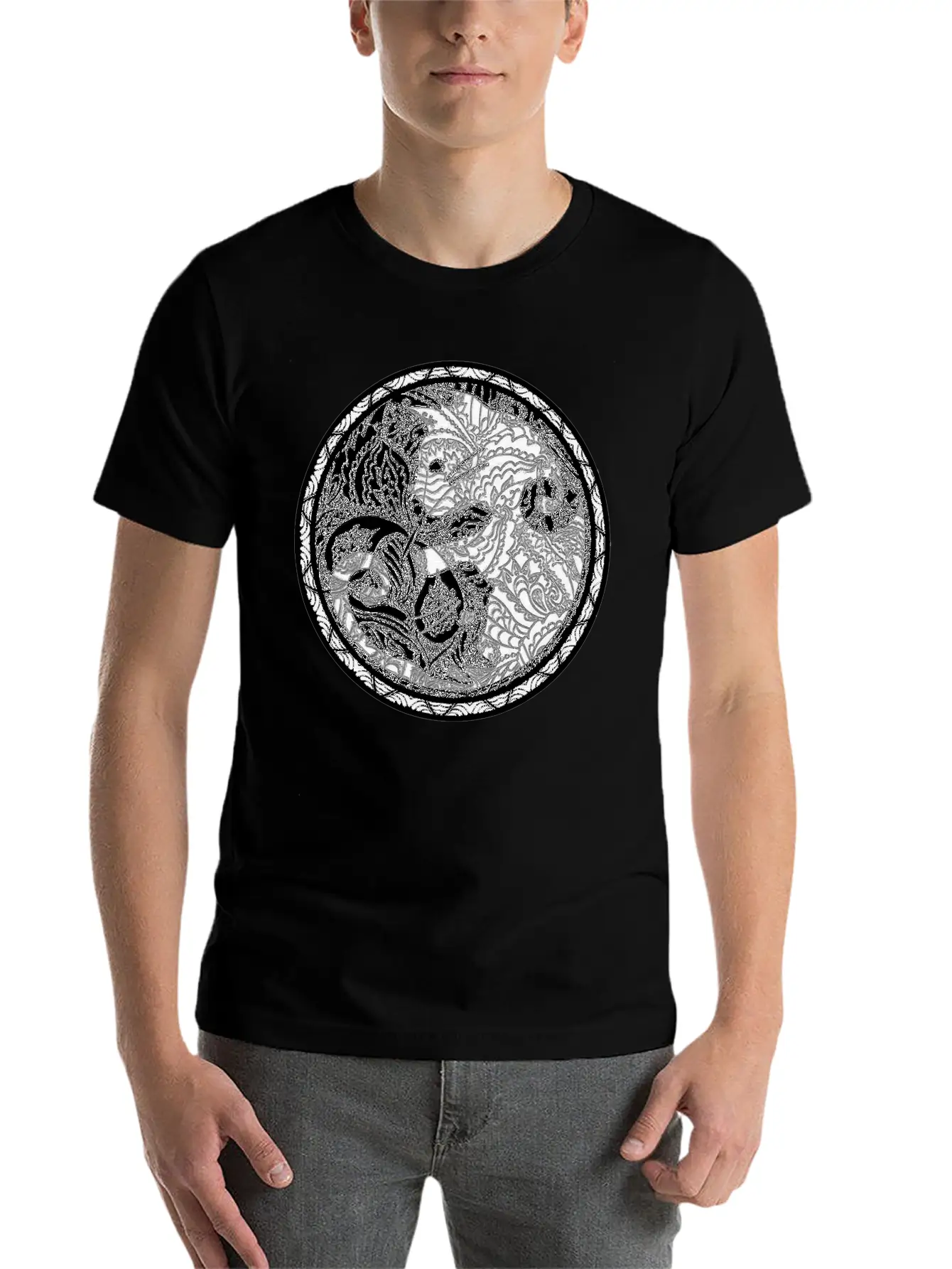 Yin Yang Cats Paisley Print T Shirt Essential Cotton Tee For Daily Outfits – Unisex Style