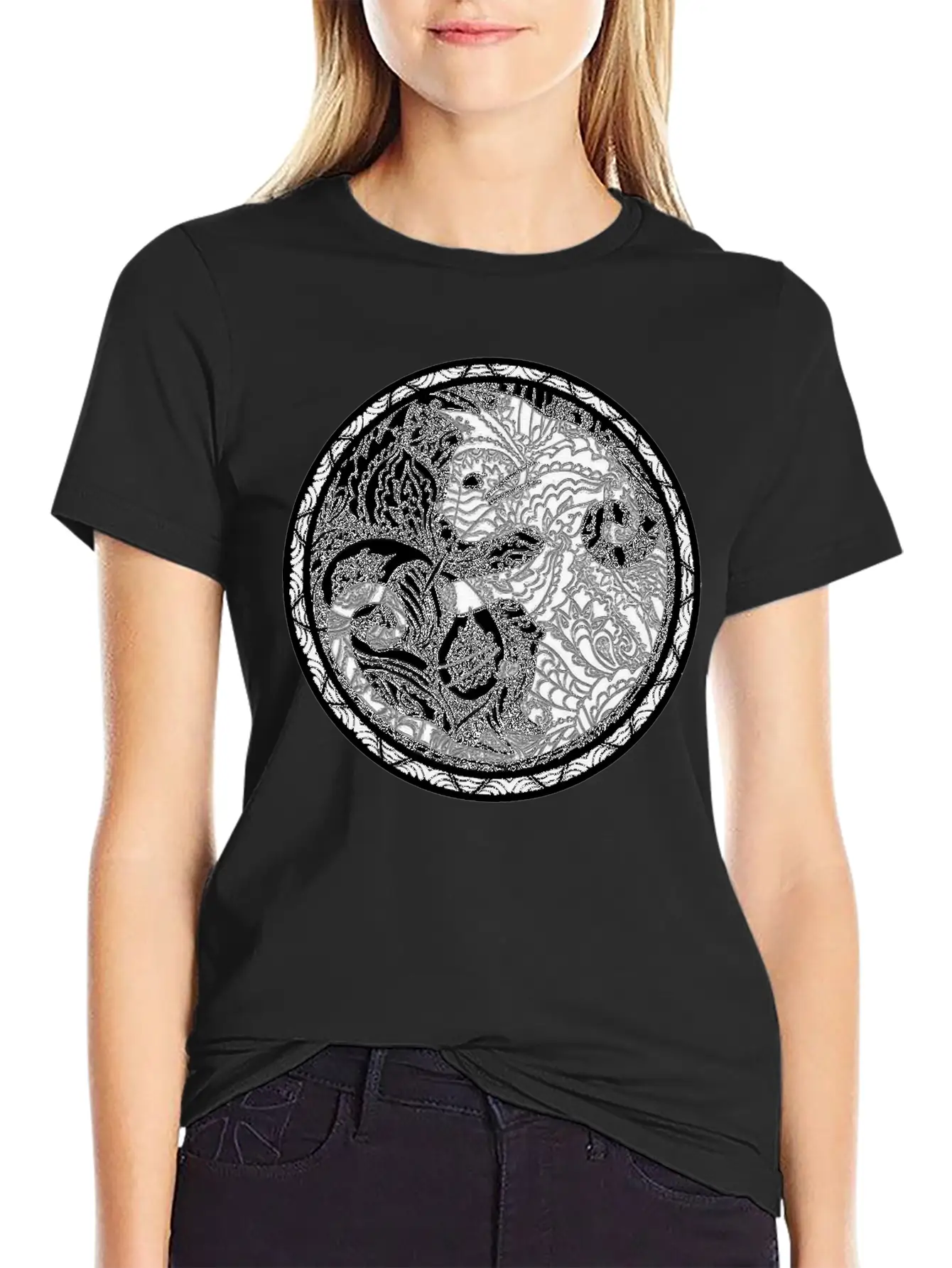 Yin Yang Cats Paisley Print T Shirt Essential Cotton Tee For Daily Outfits – Unisex Style