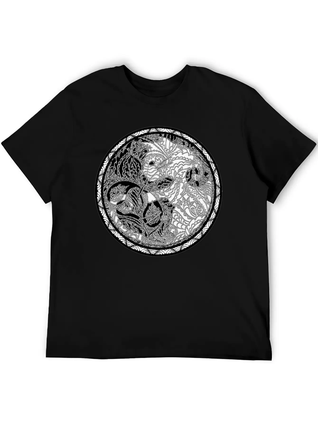 Yin Yang Cats Paisley Print T Shirt Essential Cotton Tee For Daily Outfits – Unisex Style