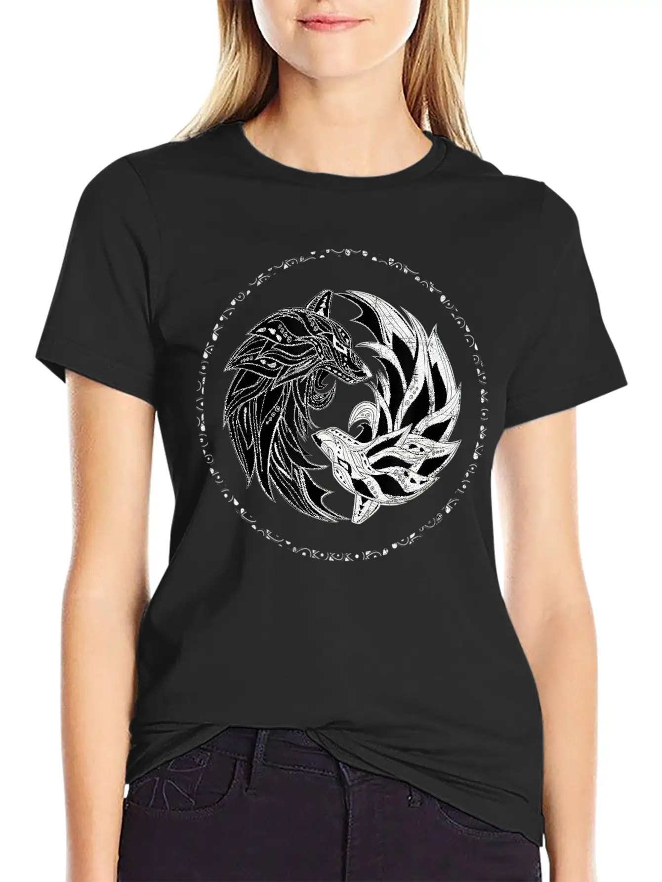 Yin Yang Wolves Wolf Yinyang Tai Chi Qi Gong Soft Cotton Short Sleeve Tee – Unisex Wardrobe Staple