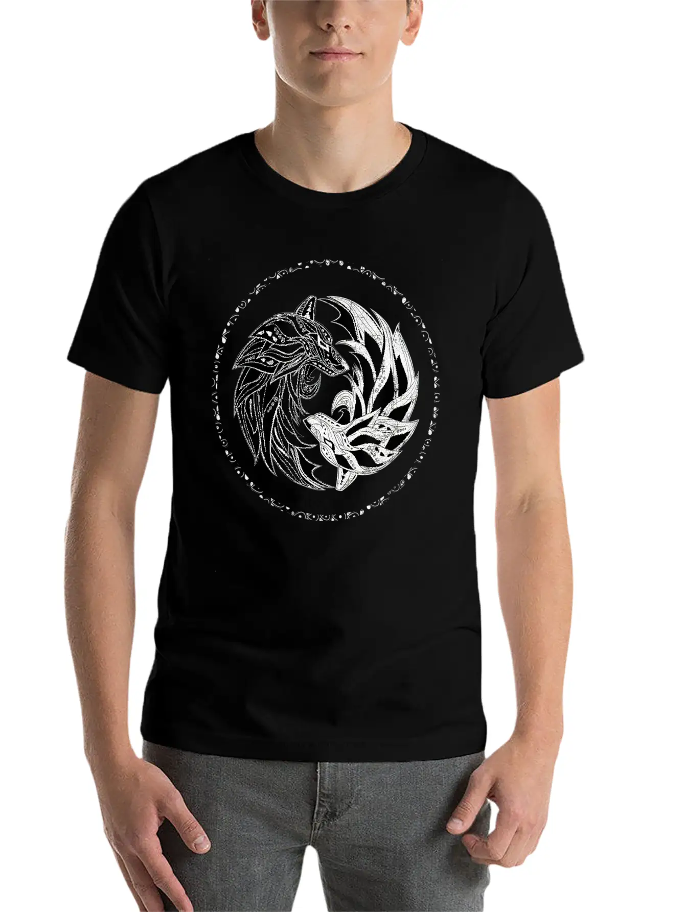 Yin Yang Wolves Wolf Yinyang Tai Chi Qi Gong Soft Cotton Short Sleeve Tee – Unisex Wardrobe Staple