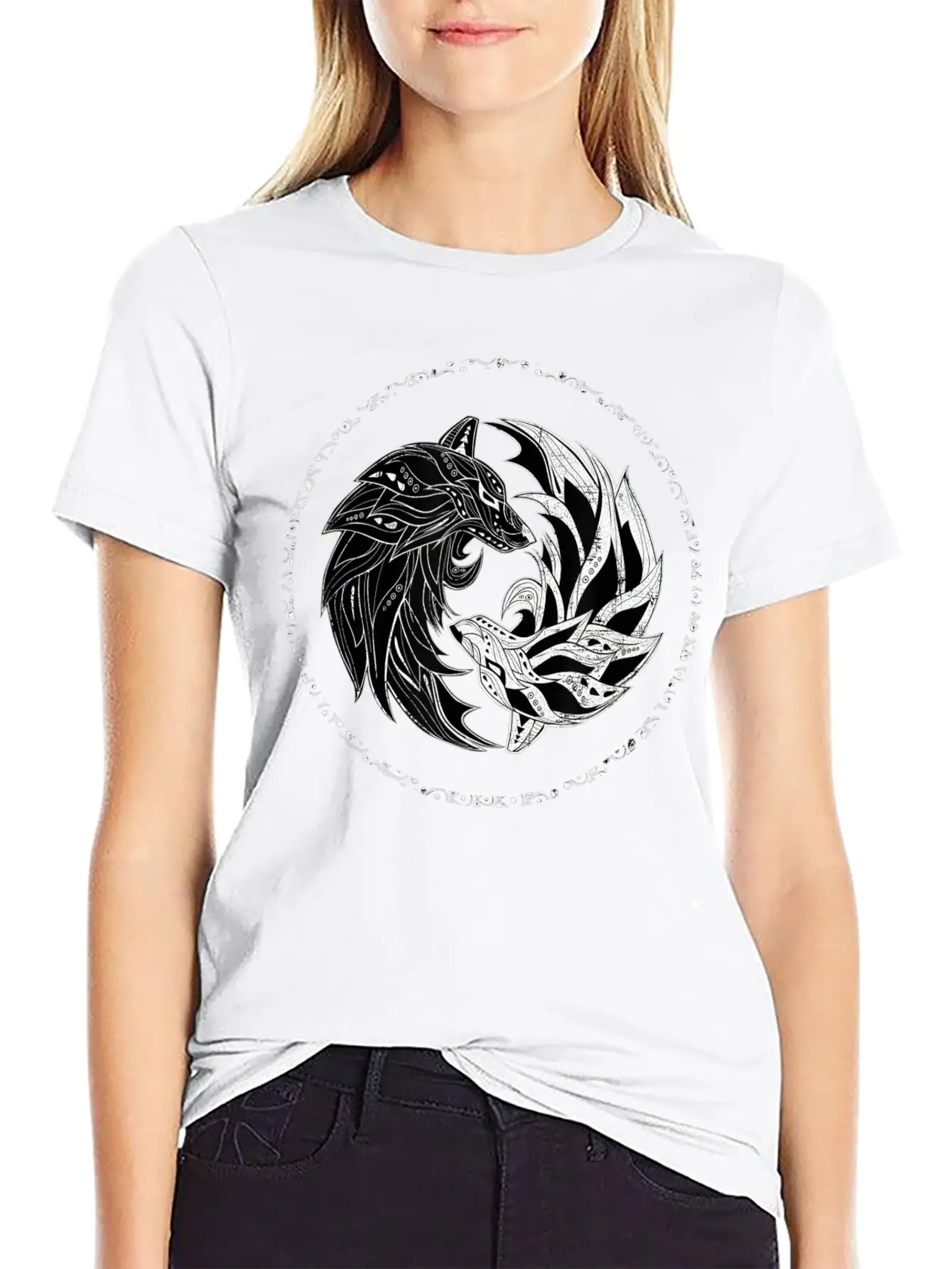 Yin Yang Wolves Wolf Yinyang Tai Chi Qi Gong Soft Cotton Short Sleeve Tee – Unisex Wardrobe Staple