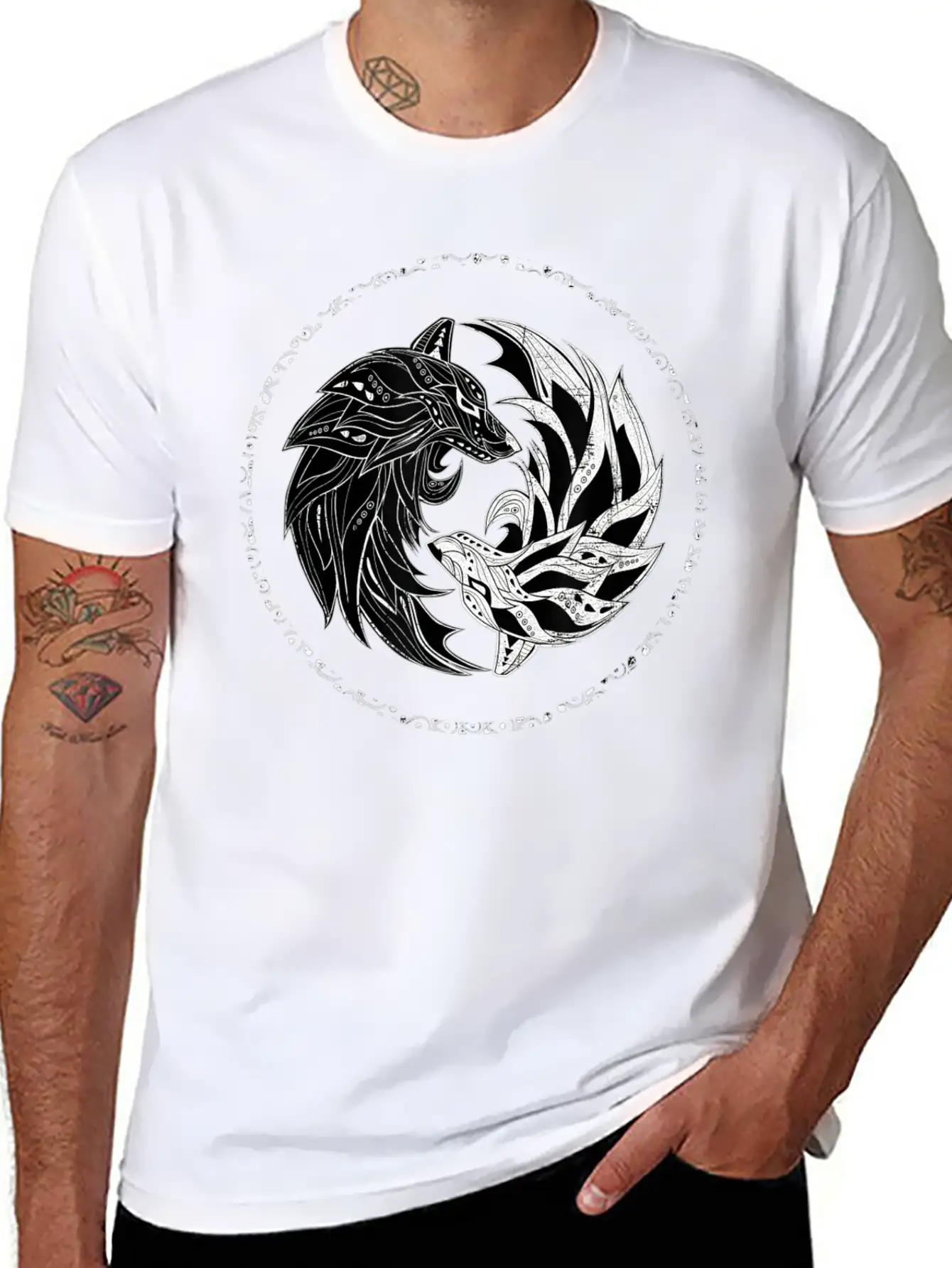 Yin Yang Wolves Wolf Yinyang Tai Chi Qi Gong Soft Cotton Short Sleeve Tee – Unisex Wardrobe Staple