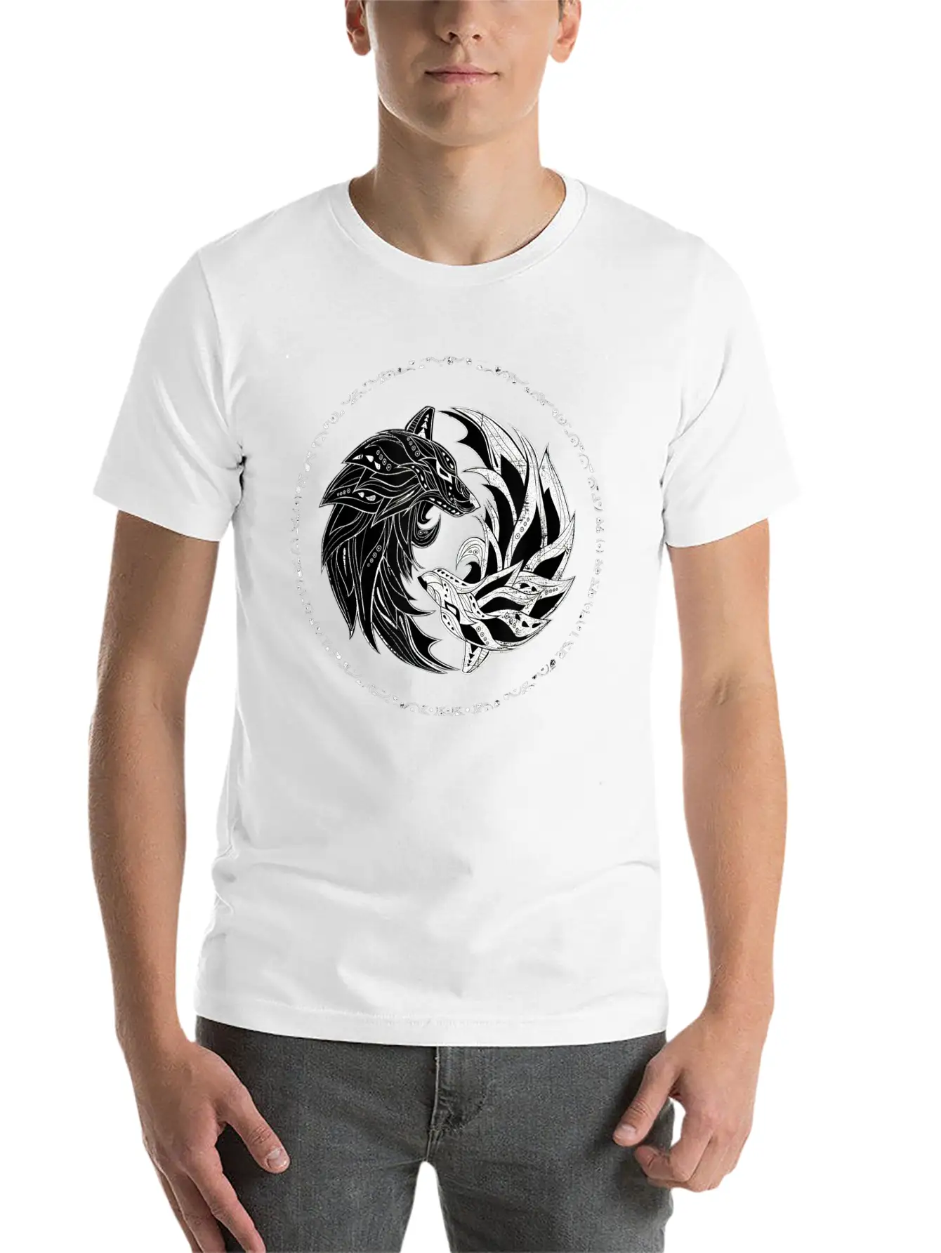 Yin Yang Wolves Wolf Yinyang Tai Chi Qi Gong Soft Cotton Short Sleeve Tee – Unisex Wardrobe Staple