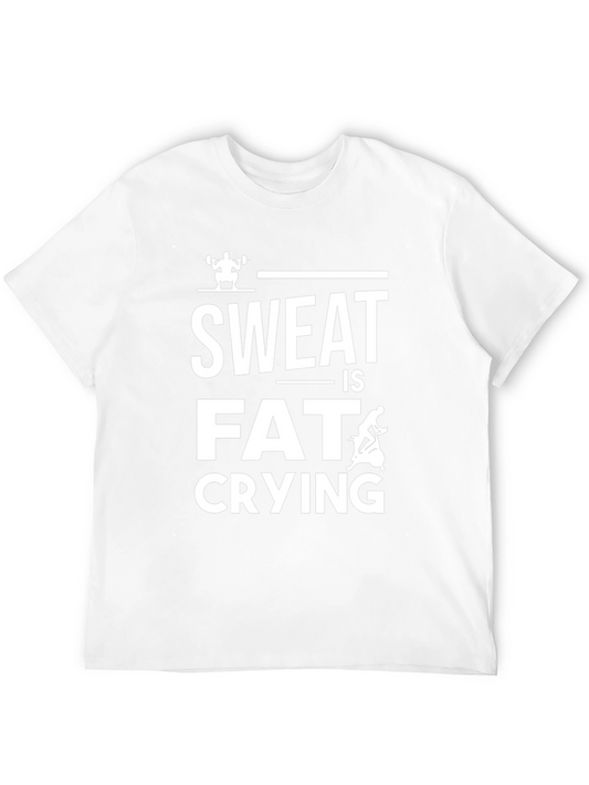 Sweat is Fat Crying Mens Black Graphic T-Shirt
