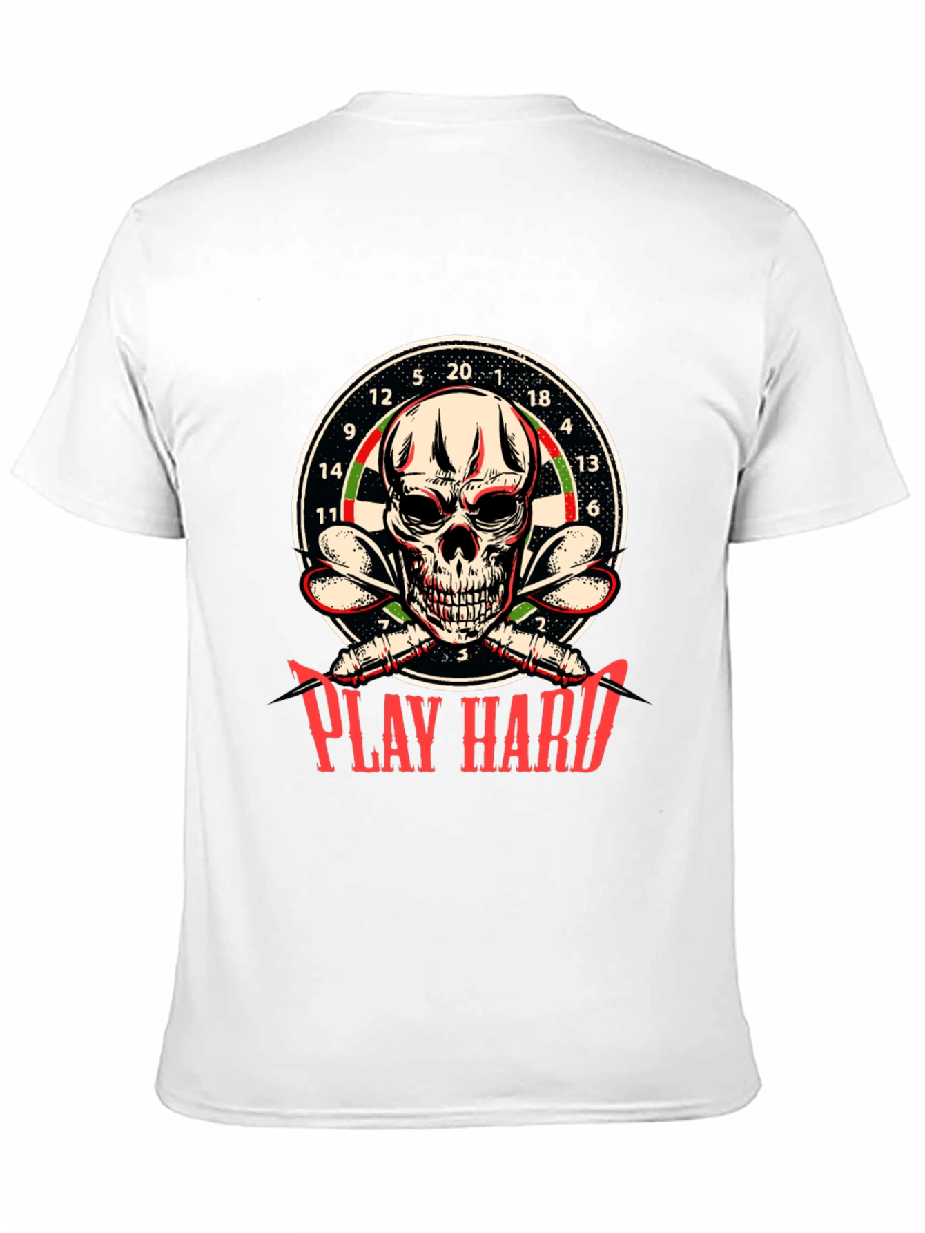 Play Hard Dart Skull Graphic T-Shirt