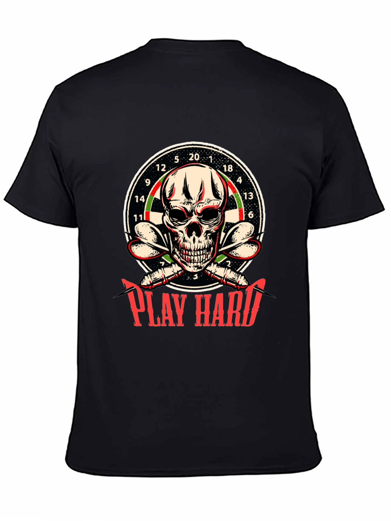 Play Hard Dart Skull Graphic T-Shirt