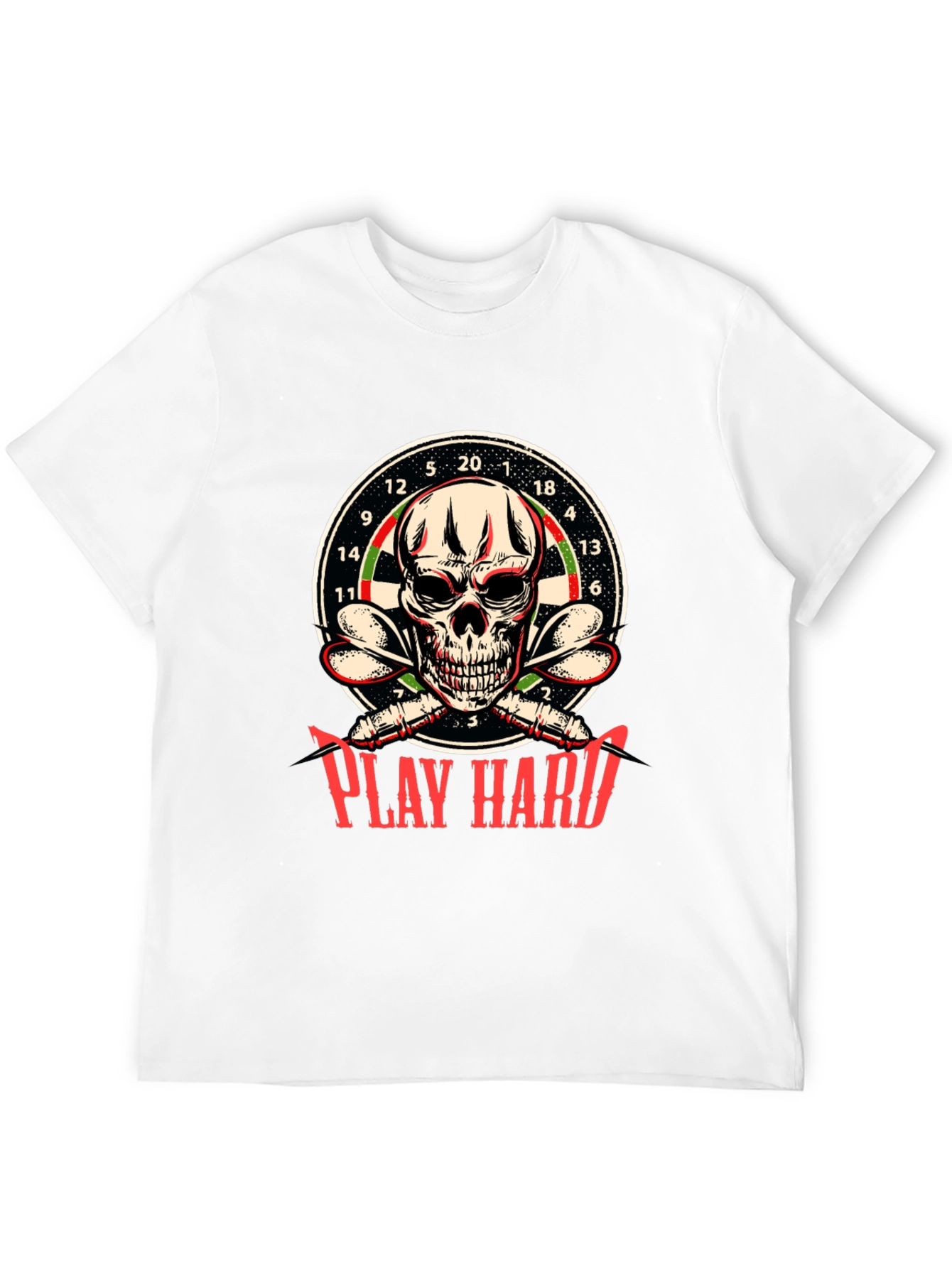 Play Hard Dart Skull Graphic T-Shirt