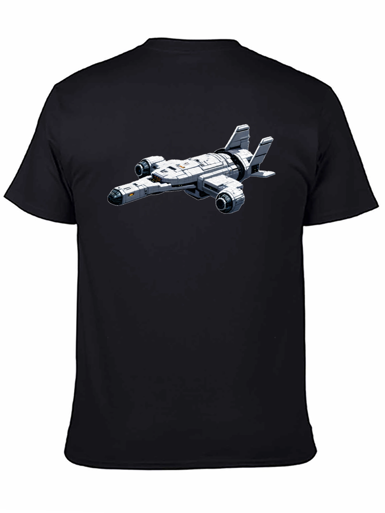 Sci-Fi Spaceship Graphic Black T-Shirt