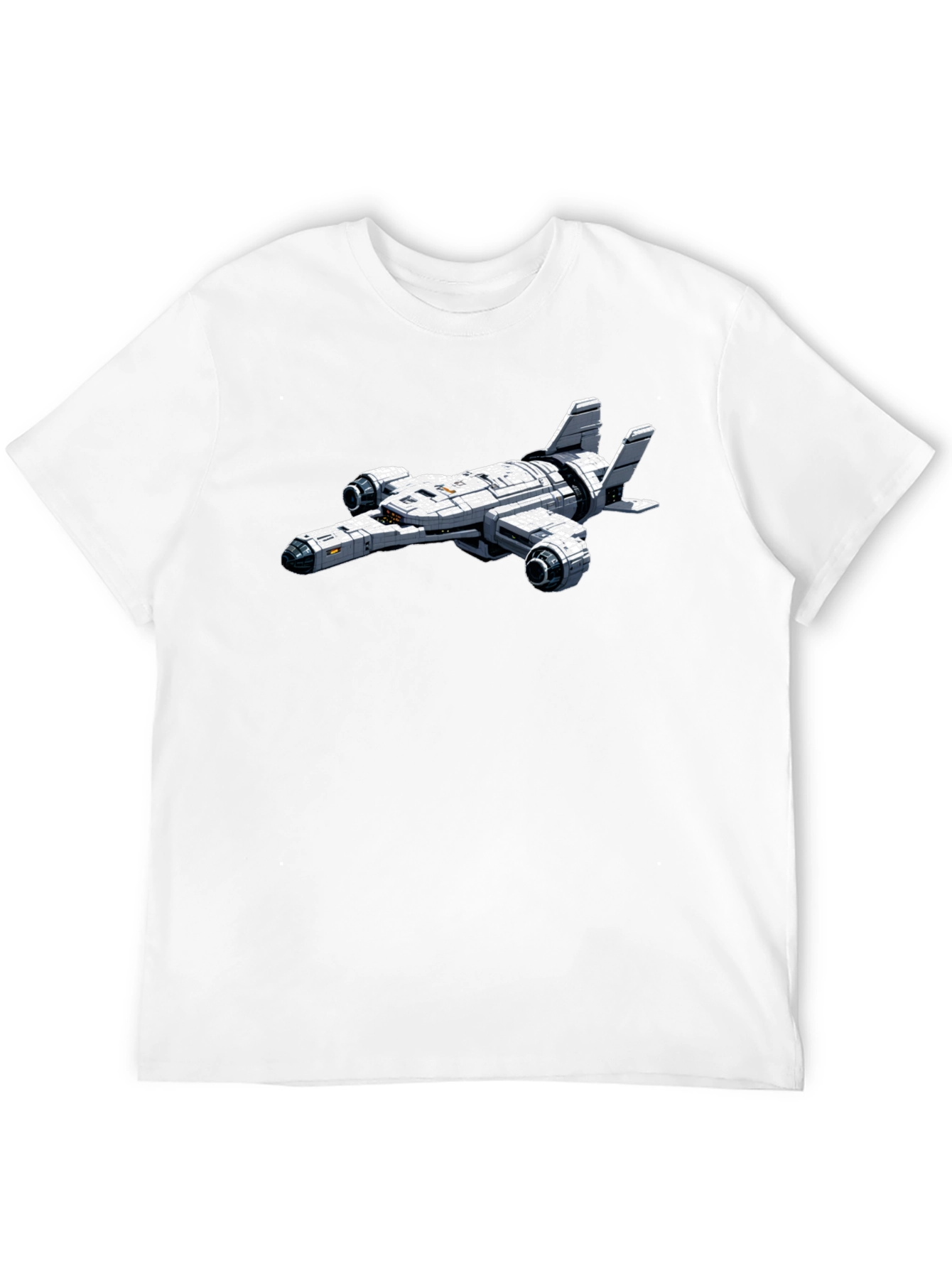 Sci-Fi Spaceship Graphic Black T-Shirt