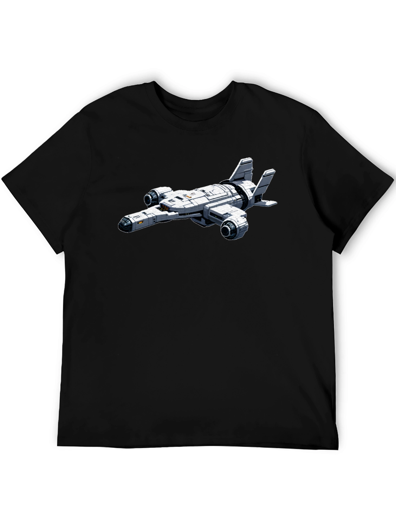Sci-Fi Spaceship Graphic Black T-Shirt