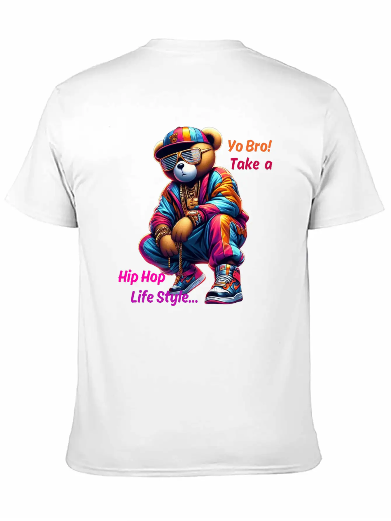 "Yo Bro! Take A HipHop Life Style" Cute Rap Bear Unisex Casual T-Shirt – Clean Design For Daily Comfort