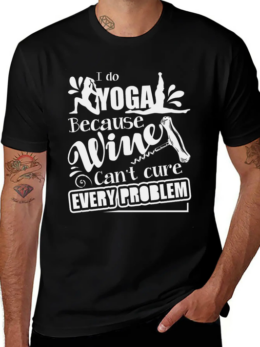 Yoga And Wine Mug Lightweight Cotton T-Shirt – Daily Comfort Graphic Shirt