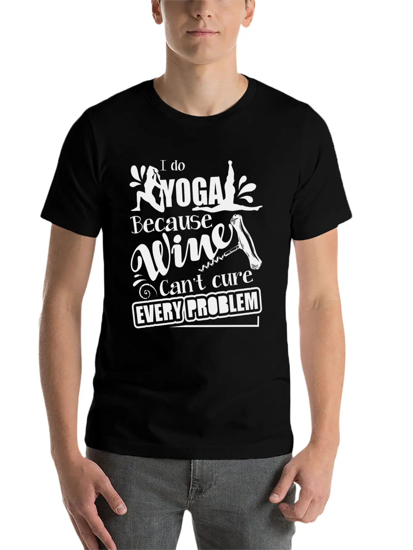 Yoga And Wine Mug Lightweight Cotton T-Shirt – Daily Comfort Graphic Shirt