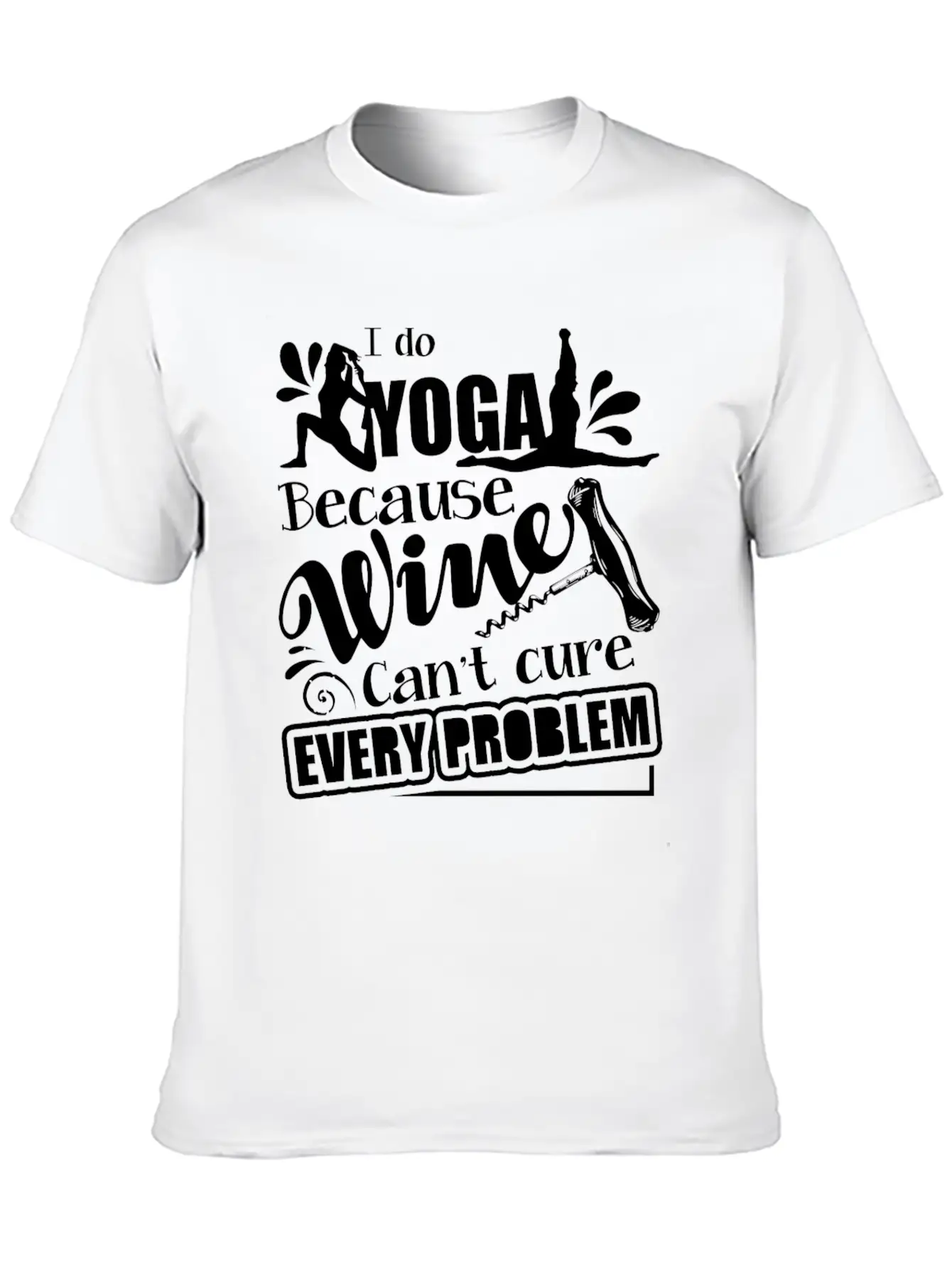Yoga And Wine Mug Lightweight Cotton T-Shirt – Daily Comfort Graphic Shirt